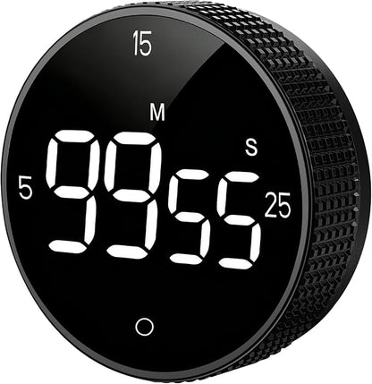 Magnetic Kitchen Timer with Large LED Digital Display, Countdown Countup Visual timers with 3 Volume Levels, 3 Preset 5/15/25 Mins Adjustable Productivity Alarm for Cooking Classroom Fitness Studying