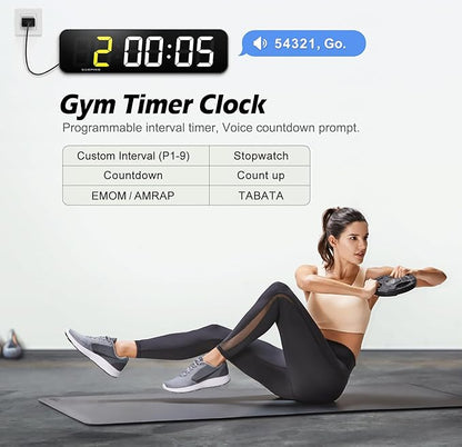 15.2" Large Digital Wall Clock with Seconds, App & Remote Control, Customizable RGB Colors, Alarms, Stopwatch, Countdown, Timer Clock for Home Gym Living Room Office Garage Decor