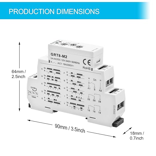 Relay 12V, Timer Relay Delay Off Trigger, Off Delay Timer with 10 Function Choices, Wide Voltage Multifunctional Relays for Electric Appliances, XS-SJ-M2-AC/DC12V~240V, 35mm DIN Rail Mounting