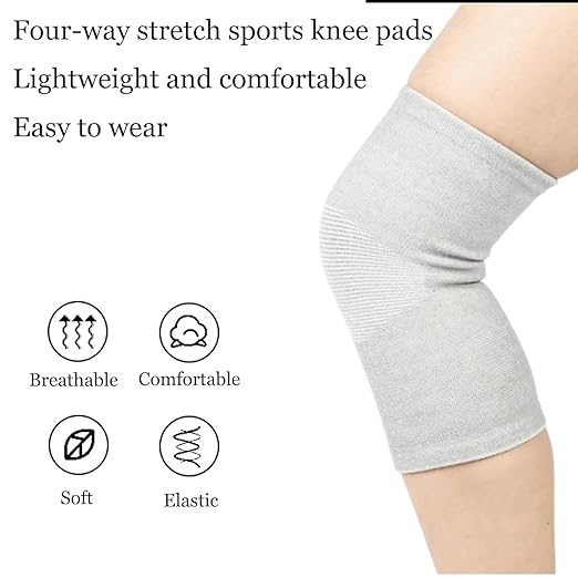 Bamboo Compression Knee Sleeve - Knee Sleeves for Women Men Knee Pain - Elastic Warm Knee Brace (Gray, Small)