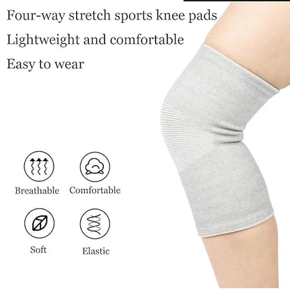 Bamboo Compression Knee Sleeve - Knee Sleeves for Women Men Knee Pain - Elastic Warm Knee Brace (Gray, Small)