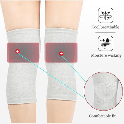 Bamboo Compression Knee Sleeve - Knee Sleeves for Women Men Knee Pain - Elastic Warm Knee Brace (Gray, X-Large)