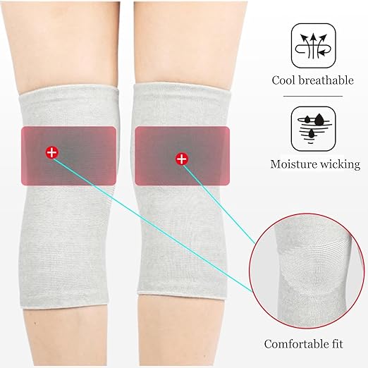 Bamboo Compression Knee Sleeve - Knee Sleeves for Women Men Knee Pain - Elastic Warm Knee Brace (Gray, Small)