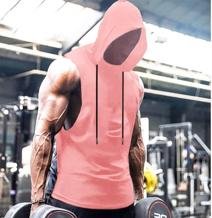 Babioboa Men's Workout Hooded Tank Tops Sports Training Sleeveless Gym Hoodies Bodybuilding Cut Off Muscle Shirts