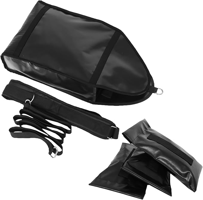 Adjustable Sled Pulling Belt Weight Sled Trainer, Sandbag Sled Trainer Resistance Sled Trainer with 3 Weight Sandbags & Waist Belt, Speed Training for Strength, Agility, Explosive Power (B)