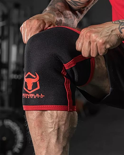 Iron Bull Strength Knee Sleeves for Powerlifting (7mm) - Weightlifting Knee Compression Sleeve for Squats - Knee Brace Support for Gym, Workout, Fitness (Small)