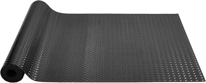 VEVOR Garage Floor Mats, 2 Rolls x 17 x 3.6 Ft PVC Garage Flooring Roll, Non-Slip Diamond Texture, 123.14 sq.ft Covering Space, Black Garage Mats for Under Cars, Garage Industry Gym
