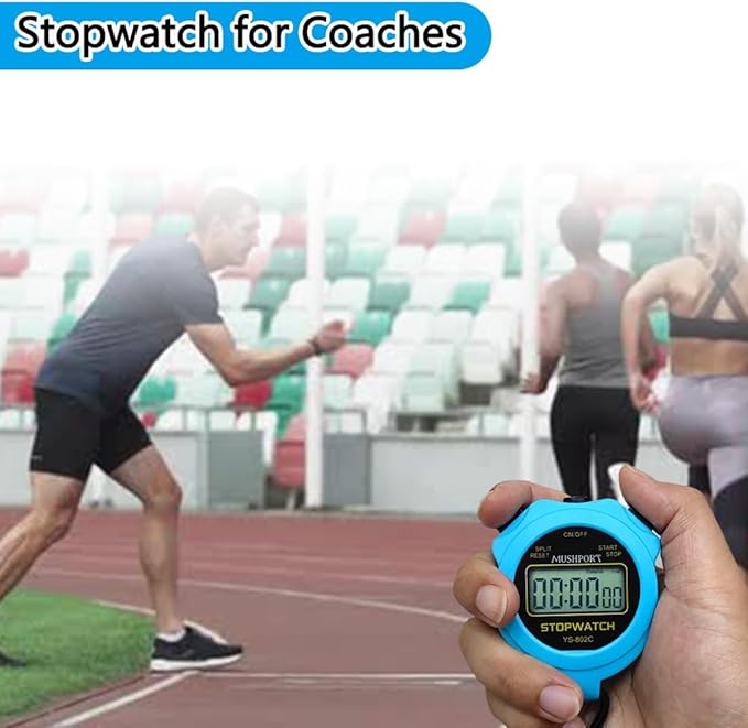 Stopwatch Timer Only Stopwatch Mode, ON/Off Silent Large Display Simple Operation, Without Clock Date Countdown, Digital Stop Watch for Sports Kids Coaches, Blue