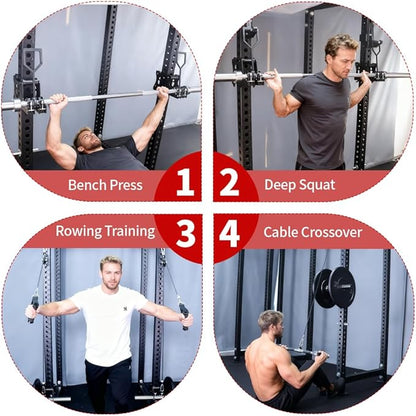 Pulley System Gym Power Rack Attachments Smith Machine Attachments Cable Pulley Attachments for Gym Home Cable Crossover Bench Press Deep Squat for 2" Olympic Barbell 2" Weight Plate