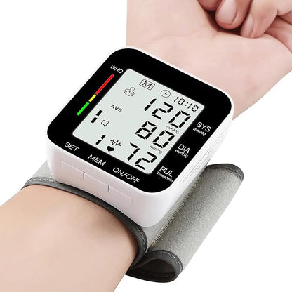 MMIZOO Wrist Blood Pressure Monitor Bp Monitor Large LCD Display Blood Pressure Machine Adjustable Wrist Cuff 5.31-7.68 inch Automatic 99x2 Sets Memory with Carrying Case for Home Use (Black)