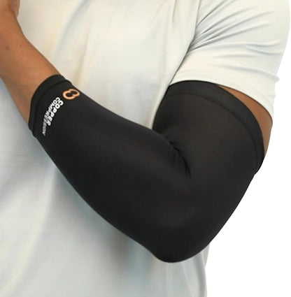 Copper Compression Arm Sleeve - Copper Infused Full Arm Brace for Forearm, Bicep, Triceps - Tennis Elbow, Basketball, Golf, Arthritis, Tendonitis, Bursitis, Post Surgery Rehab - Odor Resistant - Black - M