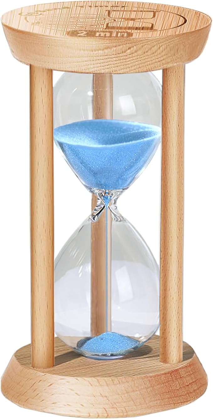 2 Minute Wooden Sand Timer,2 Min Hourglass, Small Sand Watch, Reloj De Arena, Hour Glass Sandglass for Home, Office, Decorative, Game, Classroom