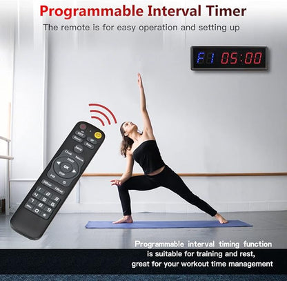 Gym Timer 1.5" LED Interval Timer Workout Timer Clock Stopwatch Timer Count Down/Up with Remote, Home Gym Garage Fitness with Buzzer,Digital Interval Training Timer for Classroom and Outdoor