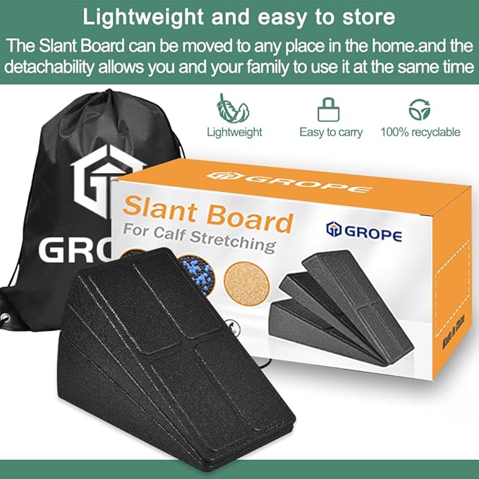 Slant Board Squat Wedge for Calf Stretching，3 Pcs 12" x 6.3" Foot Stretcher Balance Board for Plantar Fasciitis, Adjustable Foam Slant Board Wedge Great for Exercises