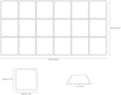 Yostrong® 18 Tiles Interlocking Puzzle Foam Baby Play Mat for Playing - EVA Babies Crawling Mat | Rubber Floor Work Out Mats for Home Gym. Gray. YOC-Lb18N