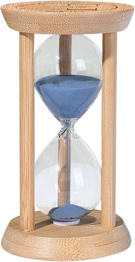 Wooden 5 Minute Sand Timer,Bamboo Hourglass,Blue Sandglass Timer,reloj de Arena- Decorative Timer for Classrom,Office,Cooking,Baking,Game,Desk Decor & Gift