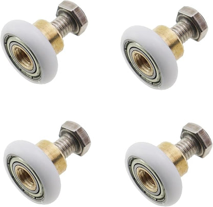 6PCS Diameter 19mm Bathroom Sliding Glass Door Pulley with Screws Shower Gate Rollers Replacement Nylon Wheel and Copper Arbor
