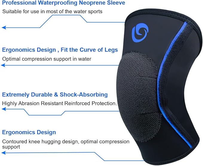 Nvorliy AquaFlex Pro Knee Brace, Compression Knee Sleeve for Swimming, Aquatic, Sailing, Scuba Diving, Surfing, Paddle Boarding, Kayaking & Injury Recovery – Supports Women & Men