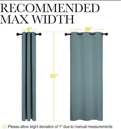 NICETOWN Modern Greyish Blue Blackout Curtains Noise Reducing, Thermal Insulated and Privacy Room Darkening Drape Panels for Boy's Guest Room Door Small Short Window (2 Panels, W42 x L63 -Inch)