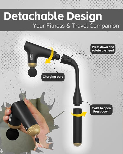 3-in-1 Muscle Massager Gun Deep Tissue with Long Handle, Back Massager for Pain Relief, Handheld Percussion Massager for Shoulder, Arm, Thigh, Waist, Neck