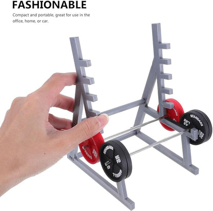 Garneck Creative Squat Rack Pen Holder: Funny Mini Barbell Pencil Holder with Weights - Office Desk Accessories for Men - Cool Gym Dumbbell Fitness Model for Dollhouse Decorations