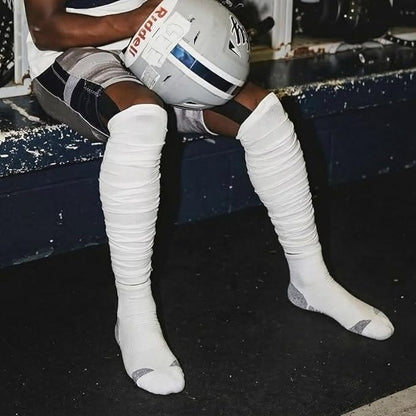 KUTFTBL Pre-Scrunched Football Leg Sleeves with Built-In Hidden Elastic Bands Performance Fabric Above or Below the Knee