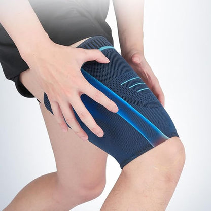 Healeved 2pcs Sports Compression Thigh Sleeves Leg Warmers, Elastic Running Leg Sleeves for Men, Navy Medium, Breathable Support for Outdoor Fitness and Muscle Protection