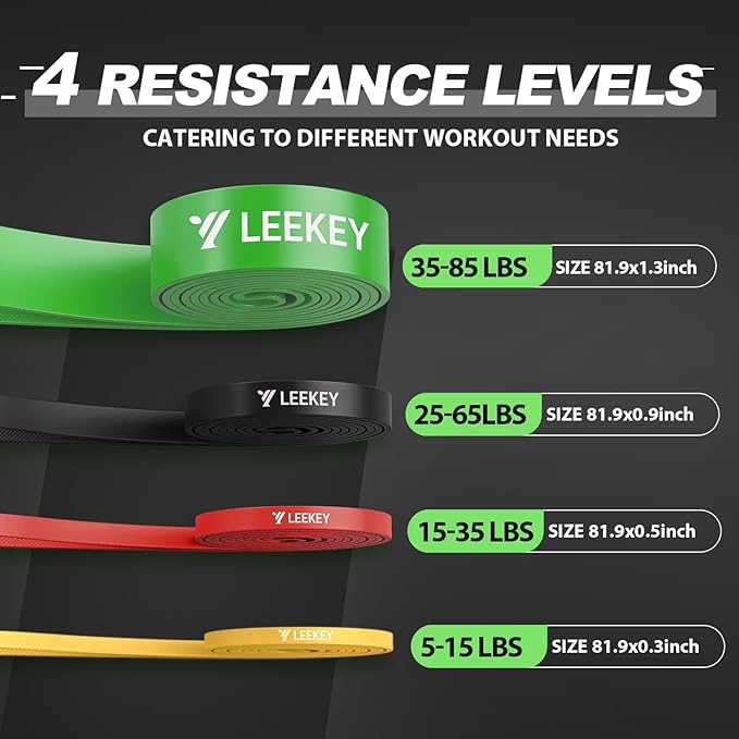 LEEKEY Resistance Bands, Exercise Bands with Bag, 5-85LB Home Strength Bands for Working Out, Travel, Gym Room, Physical Therapy - USA Original Patent