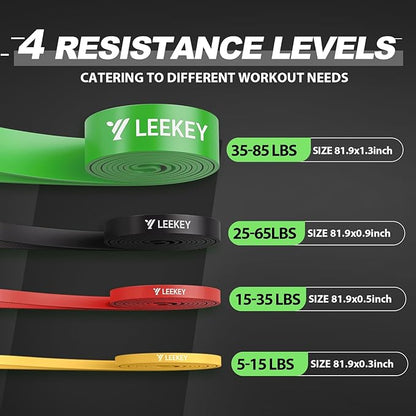 LEEKEY Resistance Bands, Exercise Bands with Bag, 5-85LB Home Strength Bands for Working Out, Travel, Gym Room, Physical Therapy - USA Original Patent