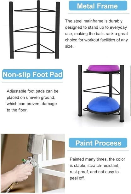 Floor Stand Storage Organizer for Balance Balls - 3/5/6/7 Tier Rack for Home Gym - Ideal for Bosu, Slam Balls, and Medicine Balls