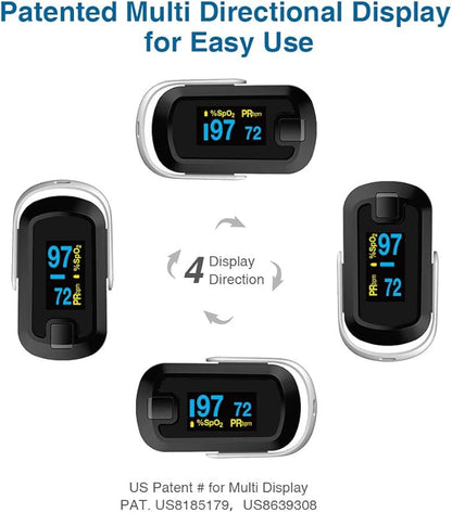 mibest OLED Finger Pulse Oximeter, O2 Meter, Dual Color White/Black