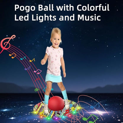 Anby Colorful LED Light Up Pogo Ball with Music - Fun Balance Trick Bounce Board Jumping Ball Toy for Kids, Perfect for Outdoor & Indoor Play, Gift for Boys and Girls Up to 200 lbs (red)