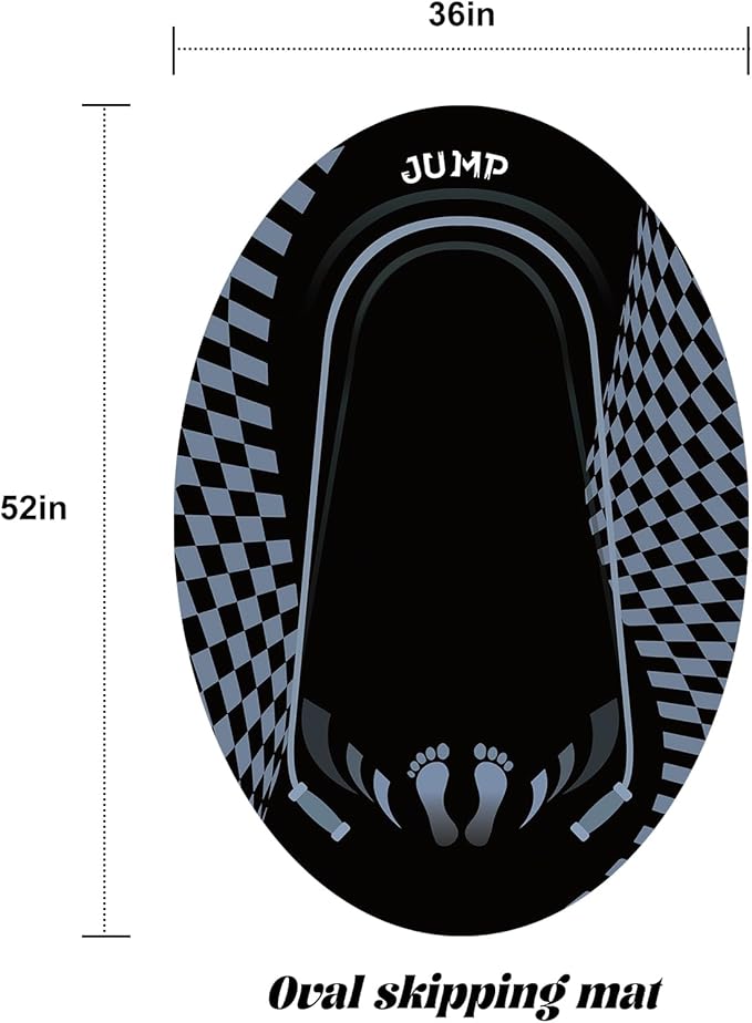 Jump Rope Mat Outdoor Indoor, Oval 52'' x 36'' Non-slip Fitness Exercise Mat, 5mm Shock Absorption Extra Thick Design, Suitable for Home Gym Floor, Concrete Jump Roping
