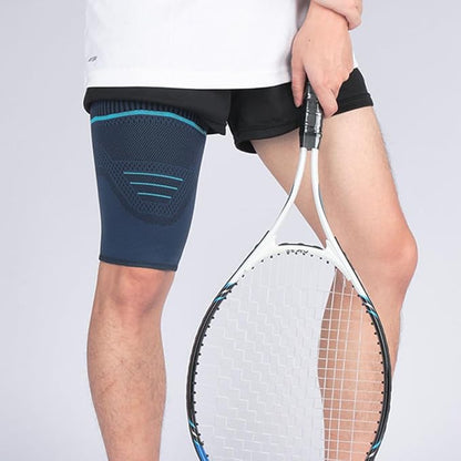 Healeved 2pcs Sports Compression Thigh Sleeves Leg Warmers, Elastic Running Leg Sleeves for Men, Navy Medium, Breathable Support for Outdoor Fitness and Muscle Protection