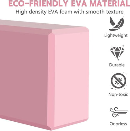 9"x6"x3" Yoga Blocks, Soft Non-Slip Surface Premium Foam Blocks, Supportive, Lightweight, Odor Resistant, Yoga Accessories for Pilates Meditation General Fitness Stretching Toning