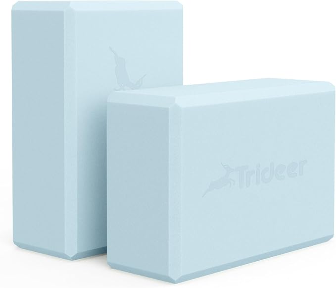 Trideer Yoga Blocks 2 Pack, Soft Non-Slip Foam Blocks with Beveled Edges for Alignment and Stretching in Yoga, Pilates, and Dance - Supportive, Lightweight, Odor Resistant, Latex-Free