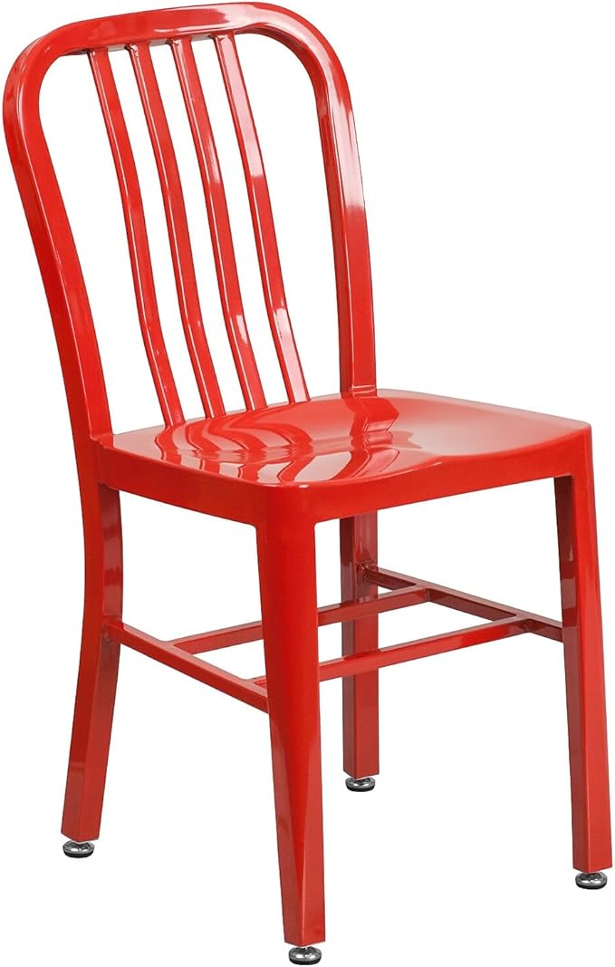 Flash Furniture Commercial Grade Red Metal Indoor-Outdoor Chair