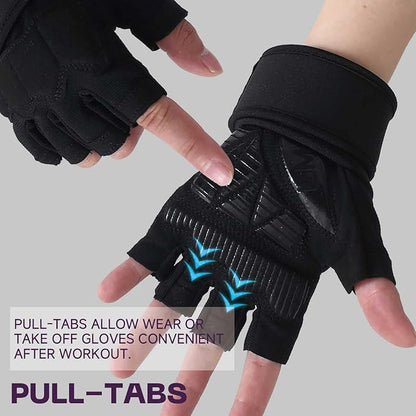 Mens Workout Gloves for Weight Lifting - Exercise Gloves for Men Women With Wrist Wrap Support, Palm Protection and Grips - Sport Daily Use