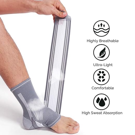 NeoTech Care Adjustable Ankle Support Brace (Black, Size M, 1 Pair)