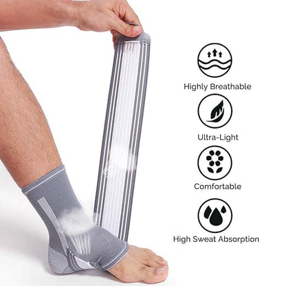 NeoTech Care Adjustable Ankle Support Brace (Black, Size M, 1 Pair)