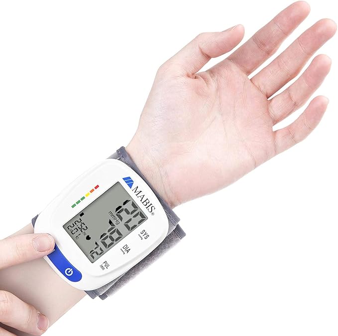 Mabis Digital Premium Wrist Blood Pressure Monitor with Automatic Wrist Cuff that Displays Blood Pressure, Pulse Rate and Irregular Heartbeat, Stores up to 120 Readings (Pack of 48)