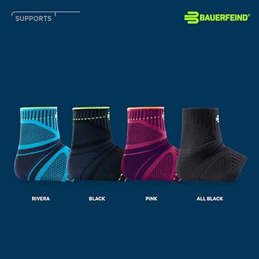 Bauerfeind Sports Ankle Support Dynamic - Ankle Compression Sleeve for Freedom of Movement - 3D AirKnit Fabric for Breathability - Premium Quality & Washable (M, All Black)
