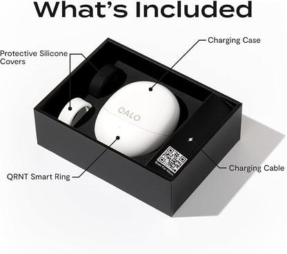 QALO QRNT Smart Ring – Snug Fit – Size Up – Water-Resistant Titanium Fitness Tracker, Tracking for Sleep, Steps, HRV, SpO2 – No Subscription, iOS Android App – Includes 2 Silicone Covers (Silver, 10)