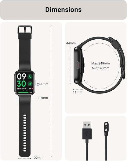Tensky Smart Watch for Men/Women Android & iPhone, Alexa Built-in, 1.8" Touch Screen Fitness Tracker with Answer/Make Calls, 3ATM Waterproof Heart Rate/Sleep/SpO2 Monitor, Pedometer, 100+ Sport Modes