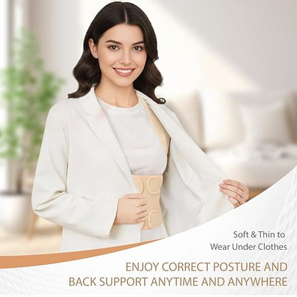 Posture Corrector for Women & Men – Adjustable Back Brace with Full Back Support, Shoulder Straightener for Spine Alignment, Scoliosis, Hunchback & Back Pain Relief (Beige,Large)