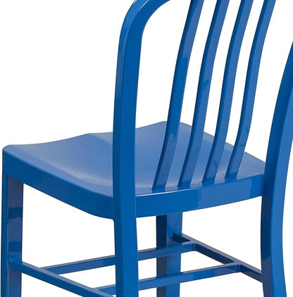 Flash Furniture Commercial Grade Blue Metal Indoor-Outdoor Chair