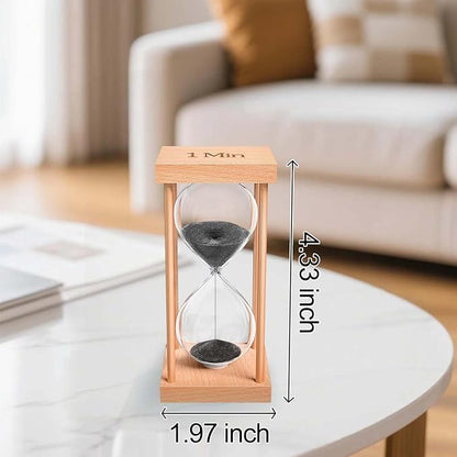 2 Minute Sand Timer, 2 Min Wood Small Hourglass Timer, Black Sand Clock, Two Min Wooden Hour Glass for Classroom, Sandglass, Reloj De Arena Decorativo, Home, Office, Game, Gift