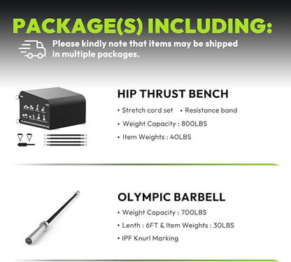 HANDBODE Hip Thrust Bench, Multi-Functional Slip-Free Hip Thrust Machine for Glute Bridge, Box Jump, Push-Ups, Squat, Ab Exercise, Suitable for Home & Gym