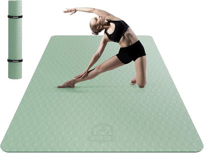 HAPBEAR Extra Large Yoga Mat - 72"x48"/78"x54", 1/4" & 1/3" Thick, Non-Slip, Durable, Eco-Friendly, Wide Exercise Mat for Home Workouts, Yoga, Pilates, Stretching, Meditation (Barefoot Exercise)