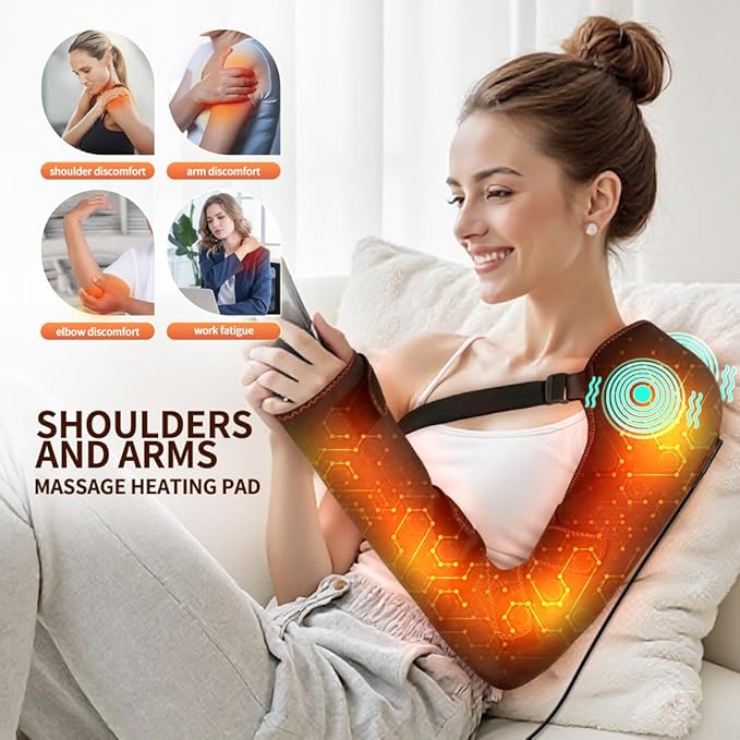 Shoulder Arm Hand Heating Pad for Pain Relief, Ultra Long Heated Wrist Wrap Heated Elbow Brace Hand Warmer for Tendonitis, Arthritis, Sports Injury Recovery, 3 Temperature Settings & Timer
